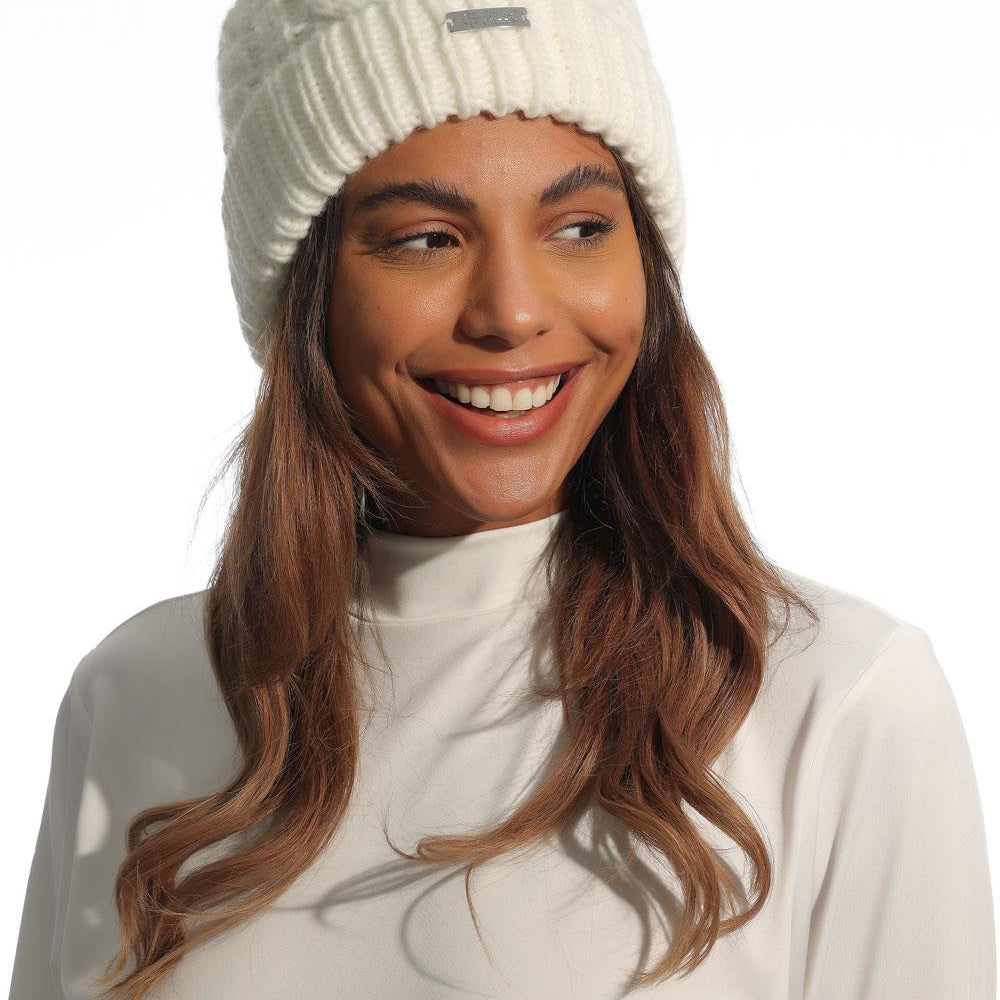 Ladies Faux Fur Pom Pom Fleeced Beanie Hat