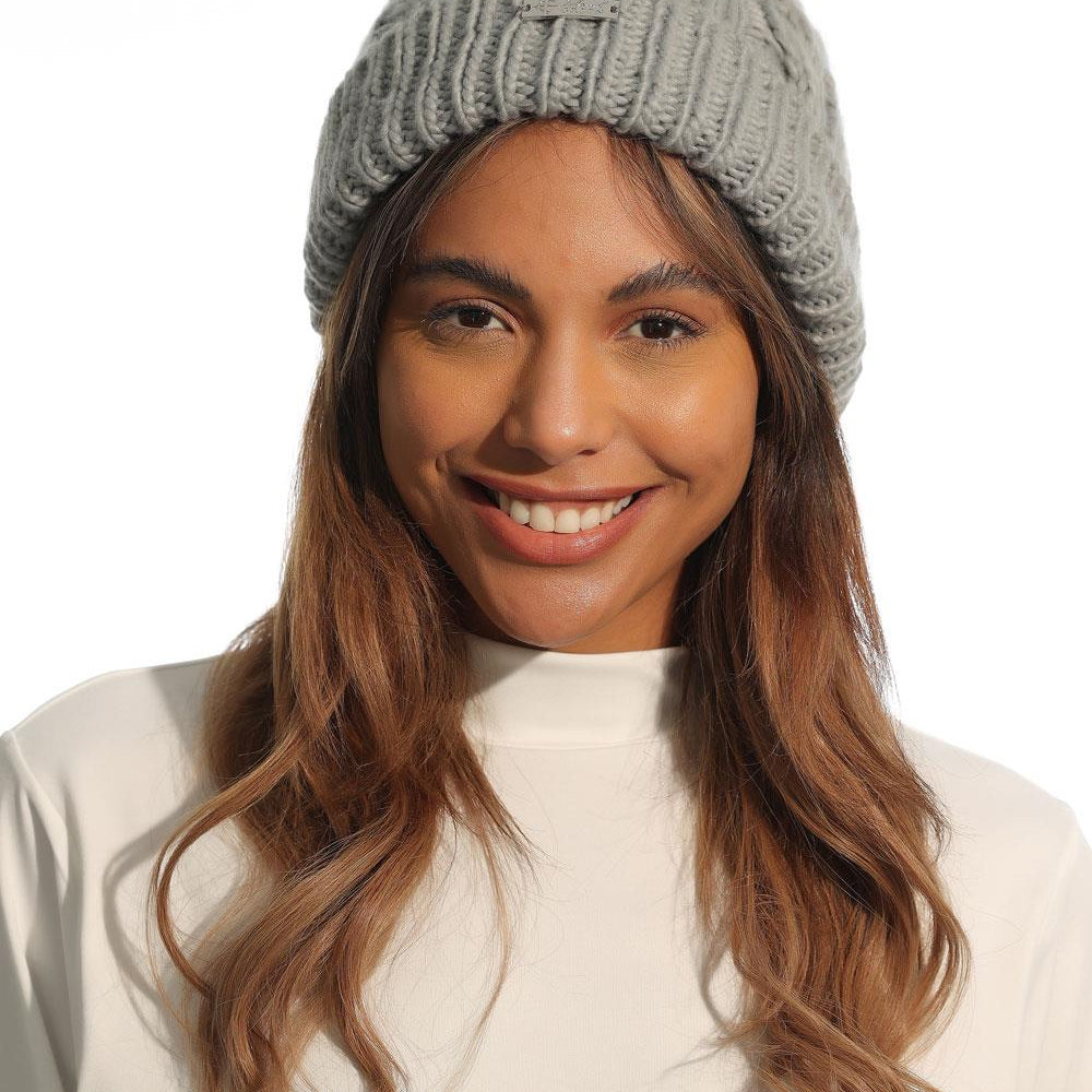 Ladies Faux Fur Pom Pom Fleeced Beanie Hat