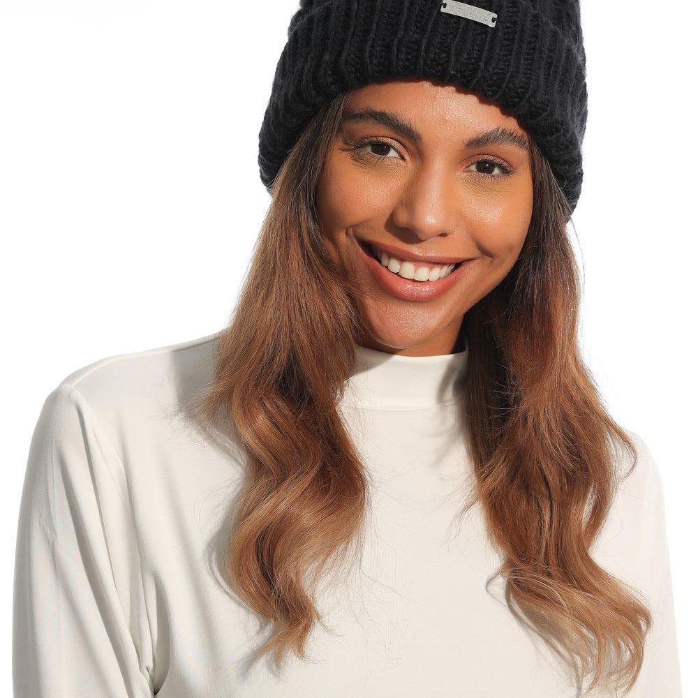 Ladies Faux Fur Pom Pom Fleeced Beanie Hat