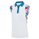 Leaf Print Panels Sleeveless Polo Shirt