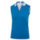 Leaf Print Back & Collar Sleeveless Polo Shirt