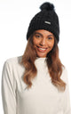 Ladies Faux Fur Pom Pom Fleeced Beanie Hat
